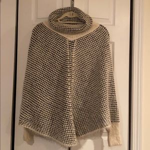 Buttery soft black and creme poncho